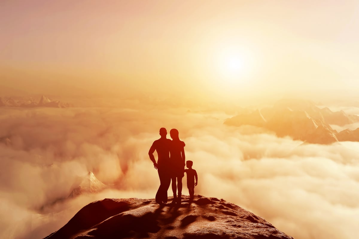 Family Together on Mountain